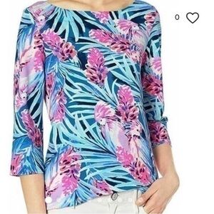 Lilly Pulitzer Waverly Top - Mr Peacock Blue Tweethearts